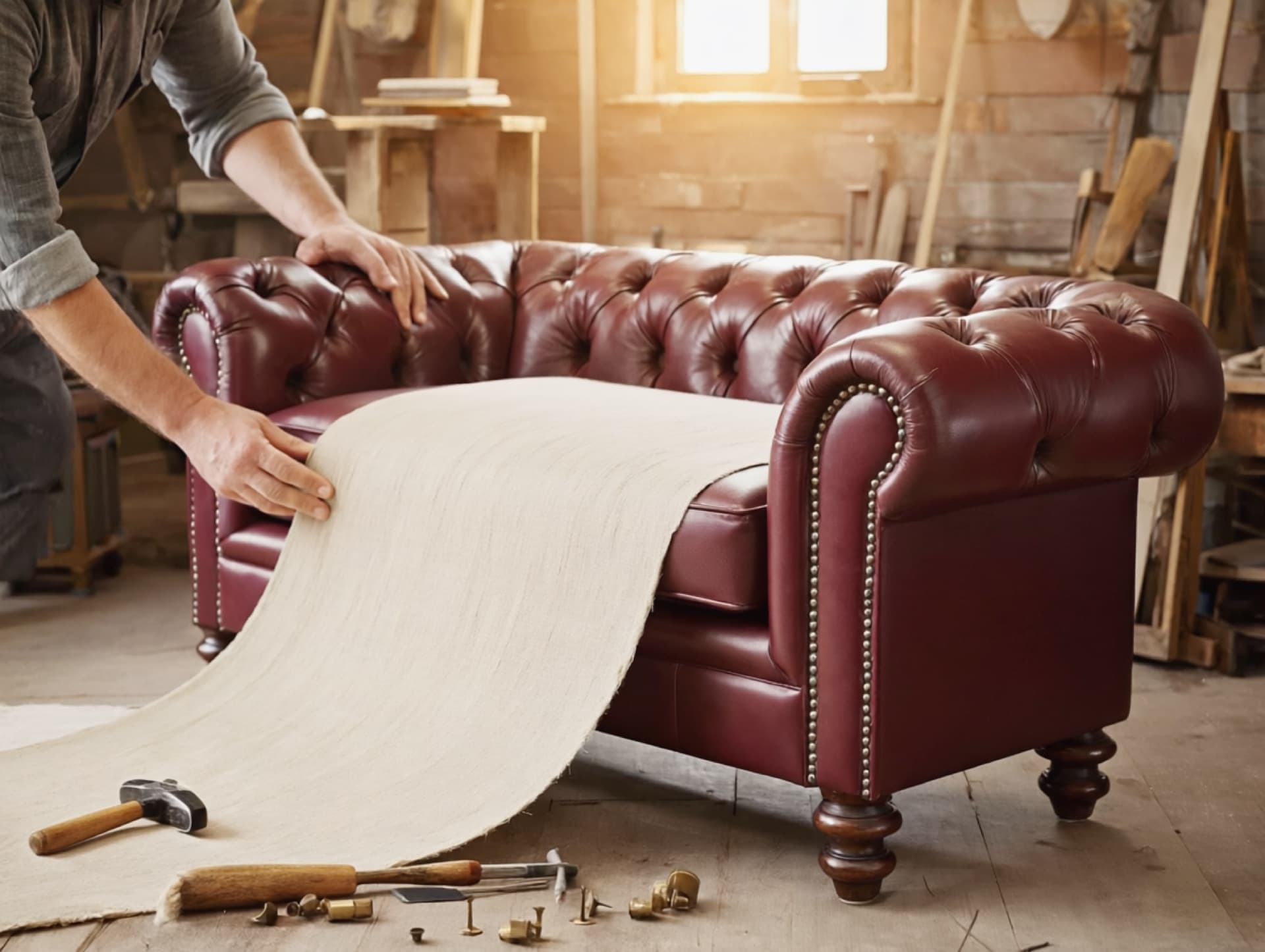 Klassisches Sofa wird restauriert